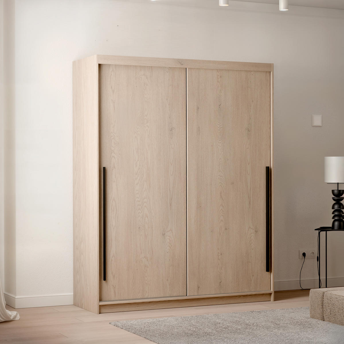 SCHIEBETÜRENSCHRANK SILENTE 160 cm mit Einlegeböden und Kleiderstange - Braun, Holzwerkstoff (160/205/60cm) - Idohome