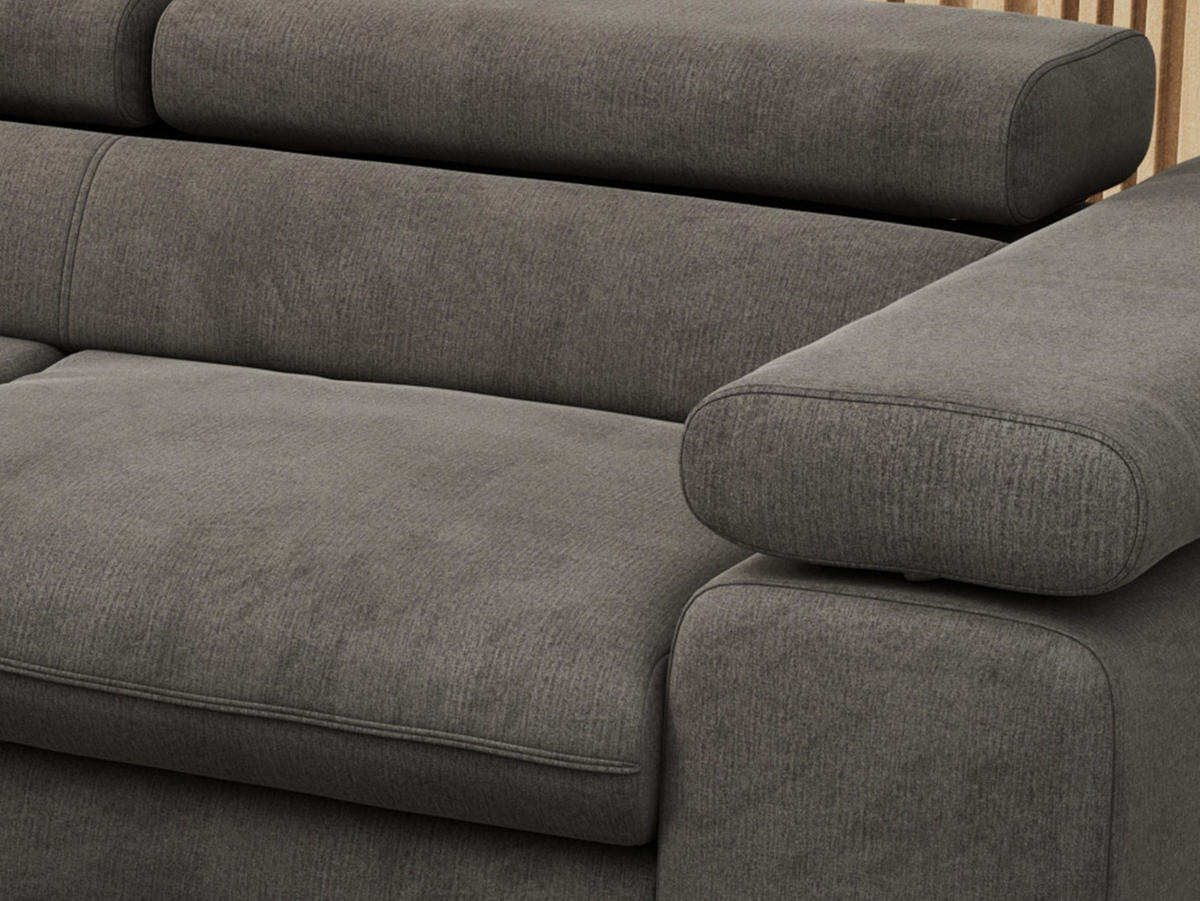 ECKSOFA PETER L Dunkelgrau Velvet - Links Seite - Dunkelgrau/Schwarz, Textil/Metall (208/273cm) - MKS