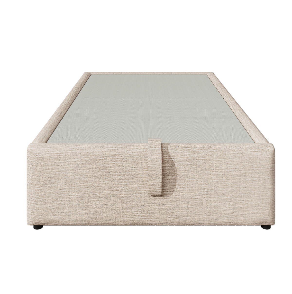 BETT mit Stauraum 90x200 cm Leinen Beige+Natural - Beige, Metall (90/200cm) - Meubliv
