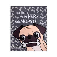 KUSCHELDECKE Bastian Bielendorfer Mops Otto Du hast mein Herz gemopst! Grau 130 x 170 cm - Grau, Textil (130/170cm) - United Labels