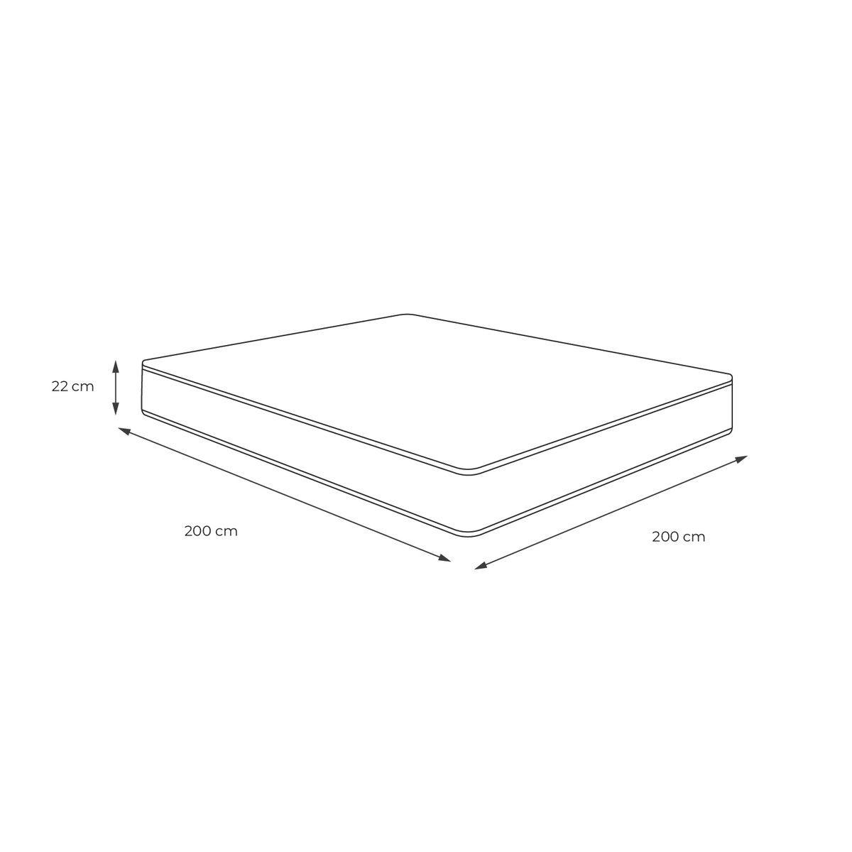 MATRATZE Actiflex life Taschenfederkern und Memory-Schaum 200 x 200 cm h4 - Weiß, Textil (200/200cm) - ACTISOM