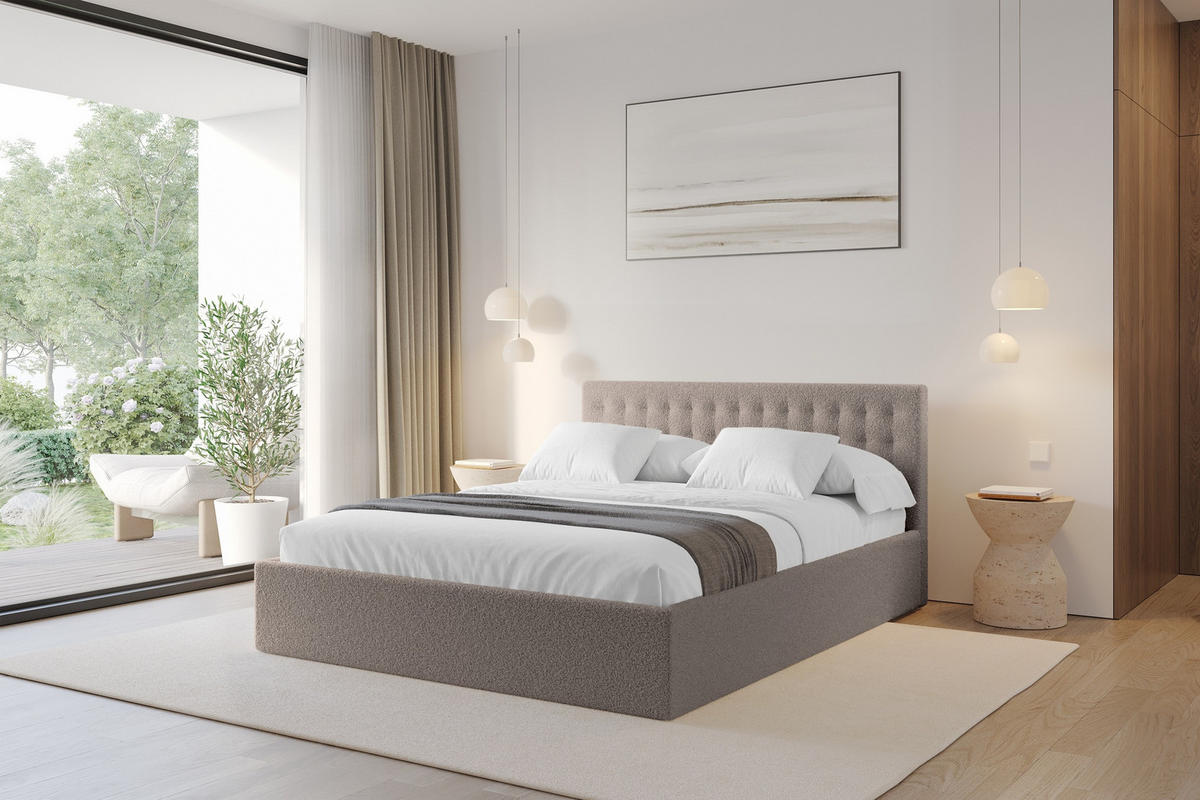 POLSTERBETT mit Bettkasten und Lattenrost, Boxbett ohne Matratze - PARI 180x200 Braun - Braun, Holzwerkstoff/Textil (180/200cm) - ALTDECOR
