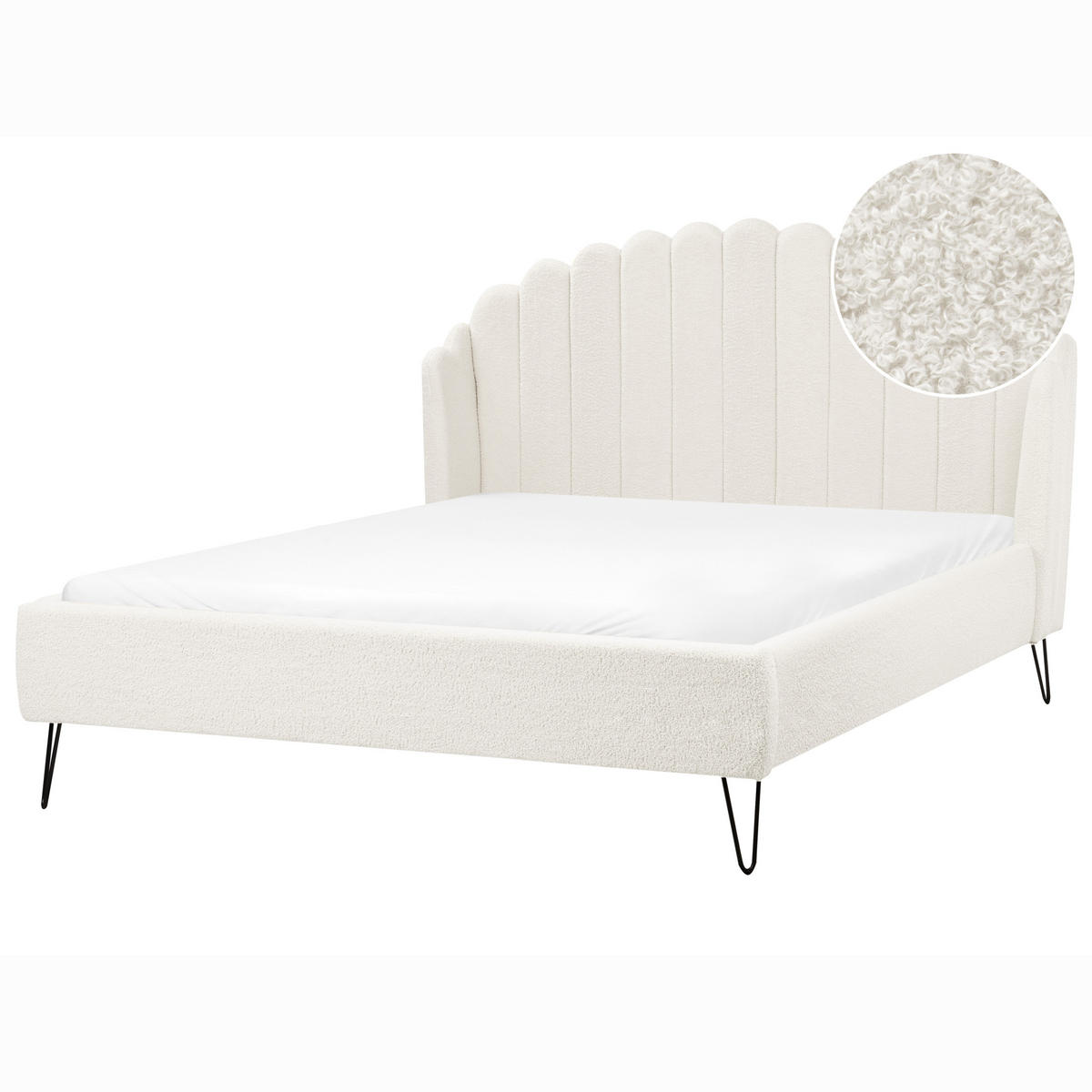 POLSTERBETT mit Lattenrost 140x200 cm Weiß Ambillou - Creme, Textil (140/200cm) - Beliani
