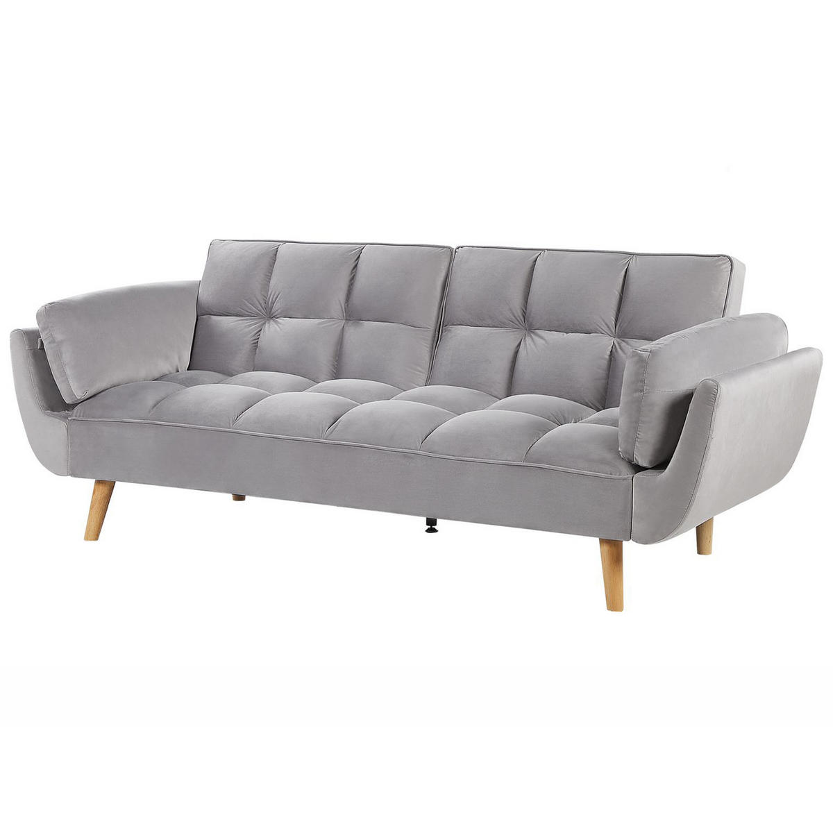3-SITZER-SCHLAFSOFA Samtstoff Hellgrau Asby - Hellgrau, Textil (218/82/83cm) - Beliani