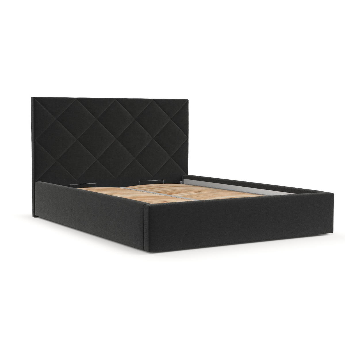 POLSTERBETT Torno 180/200 cm Schwarz im Asti Stoff - Schwarz/Naturfarben, Holz/Holzwerkstoff (180/200cm) - AltaBeds