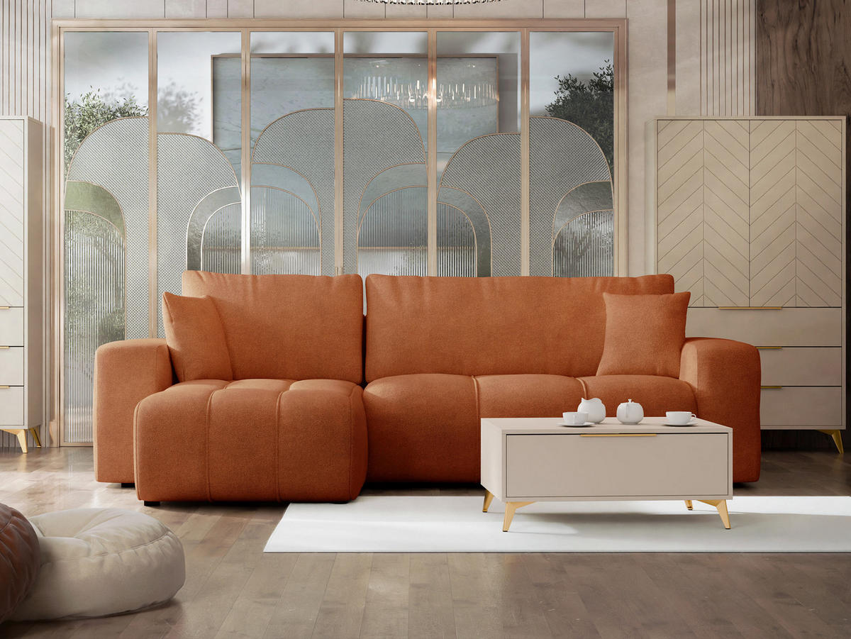 ECKSOFA Furyn - Schwarz/Orange, Holz/Kunststoff (244/145cm) - MIRJAN24