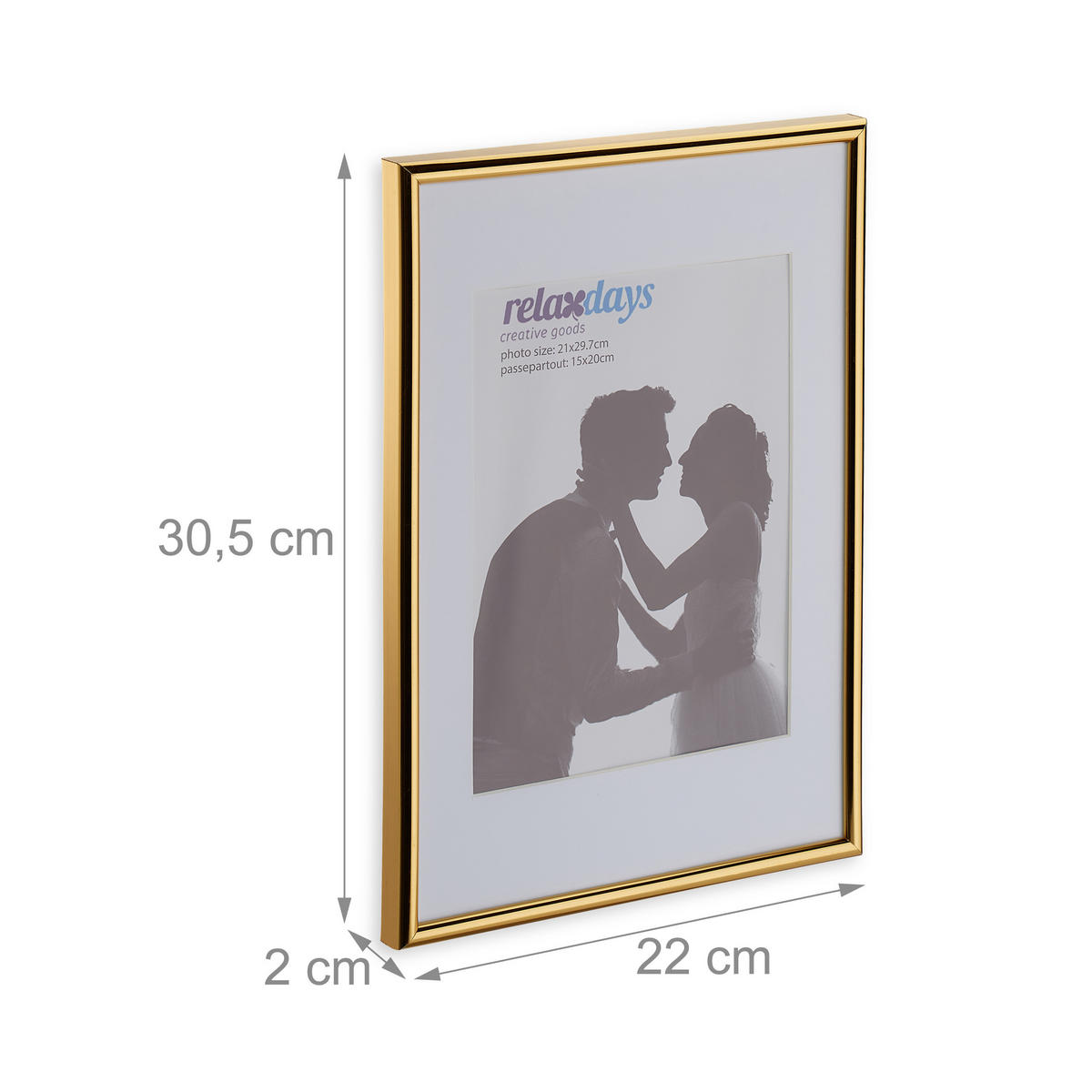 2xBILDERRAHMEN - Goldfarben, Glas/Kunststoff (22/30.5/2cm) - Relaxdays