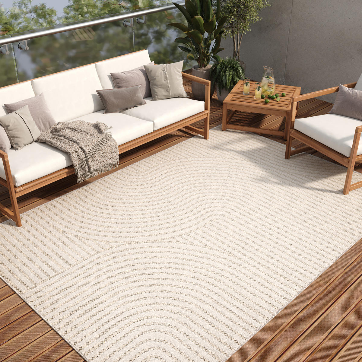 TEPPICH PATIO Creme 120/170 cm - Creme, Kunststoff (120/170cm) - Tapiso