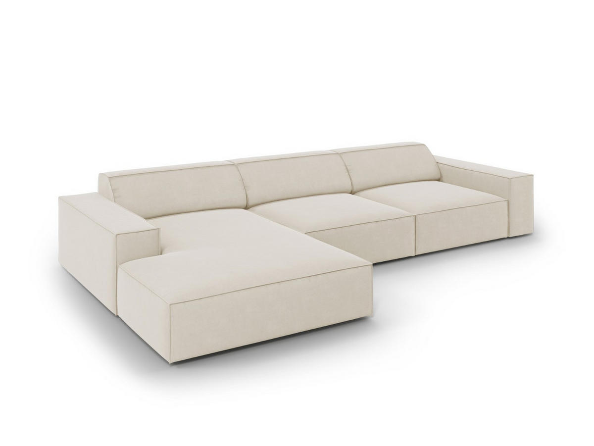 ECKSOFA links Jodie aus Samt dunkelbeige 4 Sitzplätze - Mokka, Textil (166/284cm) - Micadoni