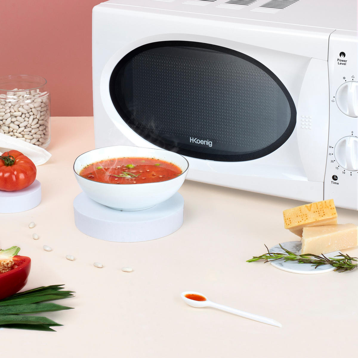 MIKROWELLE VIO6 Weiß, 5 Programme, Auftaufunktion, 700 W - Weiß, Metall (29.5/18/25.5cm) - HKoenig