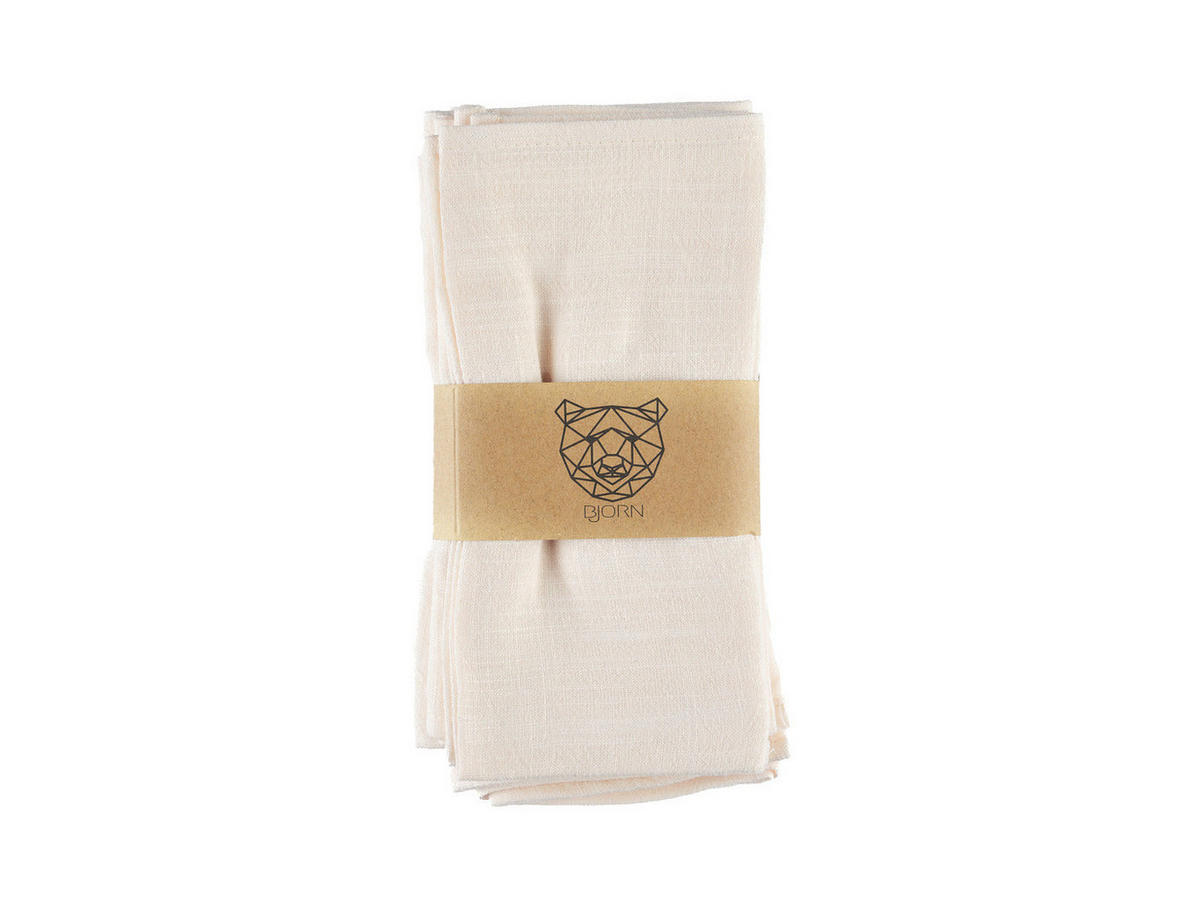 TISCHSERVIETTE - 6er-Set - Leinen und Baumwolle in Cremeweiß - Weiß, Textil (40/40cm) - Björn