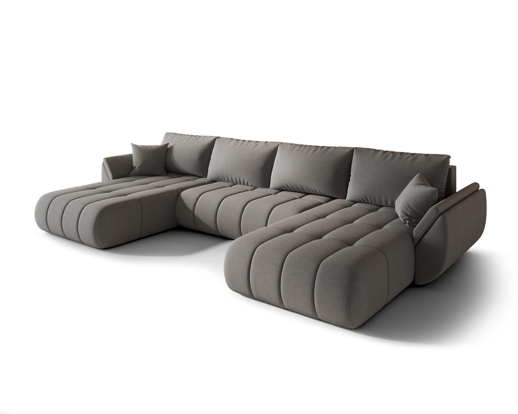 WOHNLANDSCHAFT Misato In Wind - Dunkelgrau, Holzwerkstoff/Textil (384/85/175cm) - Fun Möbel