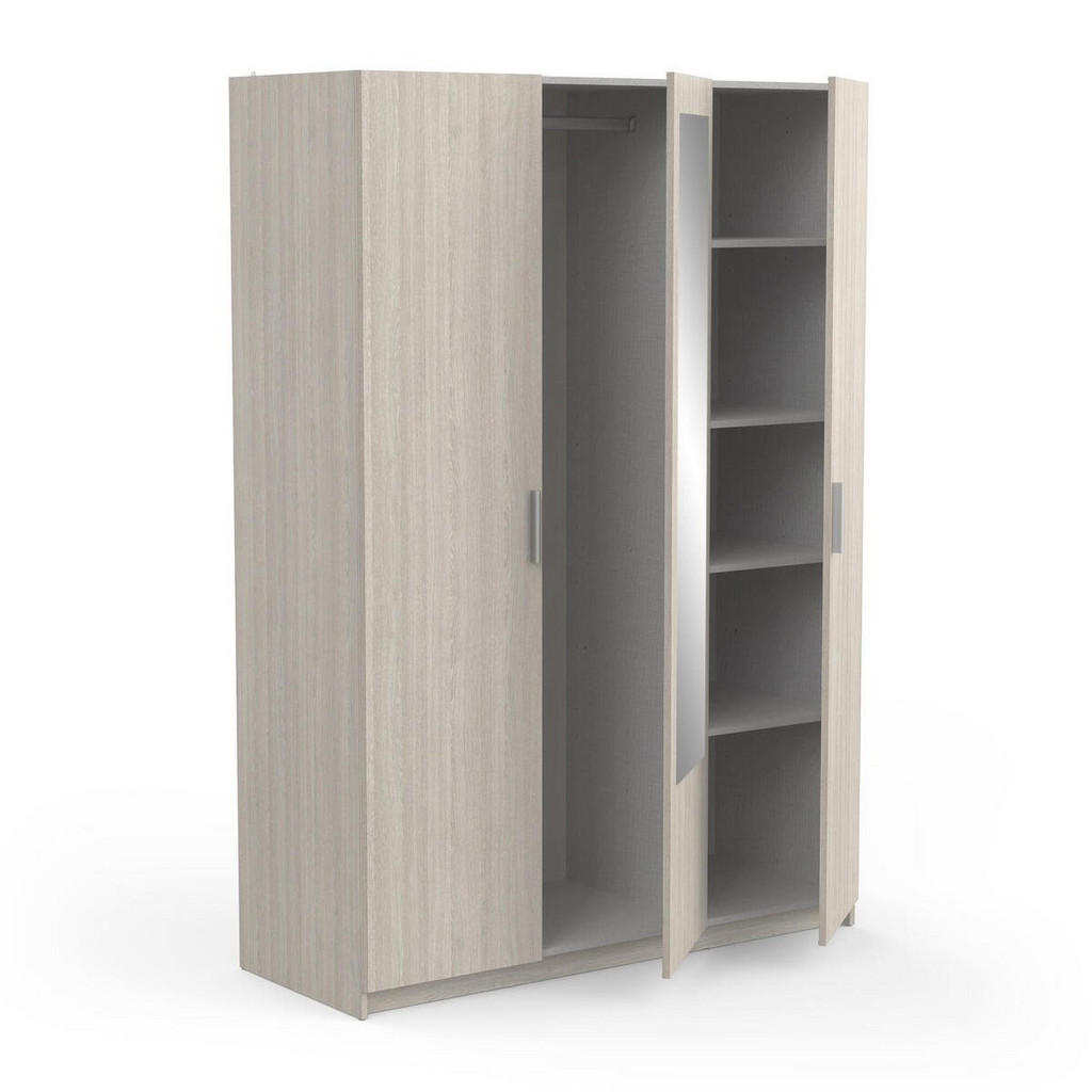 Thumbnail - Calicosy Kleiderschrank, Eiche Artisan, Holzwerkstoff, 51.4x191.5x133.5 cm, Schlafzimmer, Kleiderschränke, Drehtürenschr...