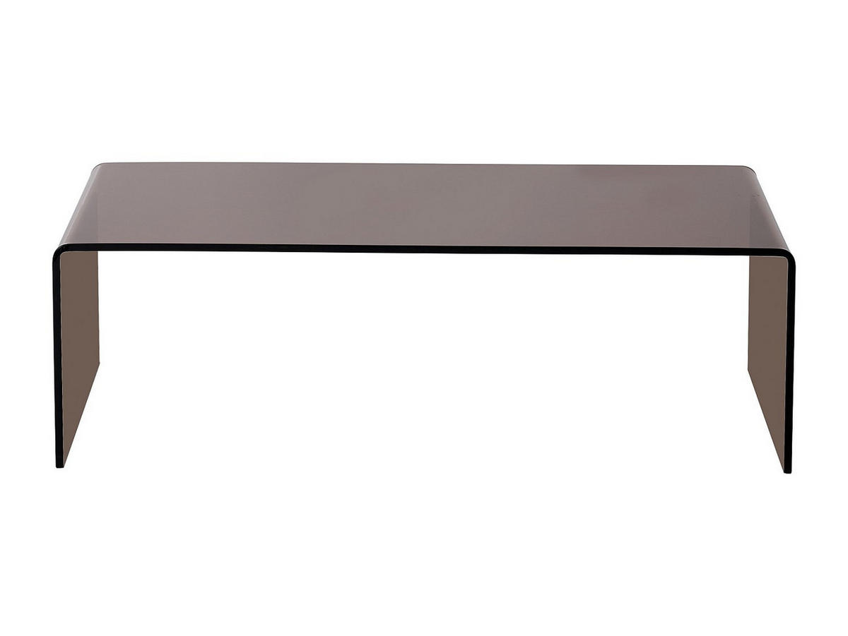 COUCHTISCH - gebogenes Sicherheitsglas - Braun - ALONZO - Transparent/Braun, Glas (110/55/35cm) - Vente-Unique