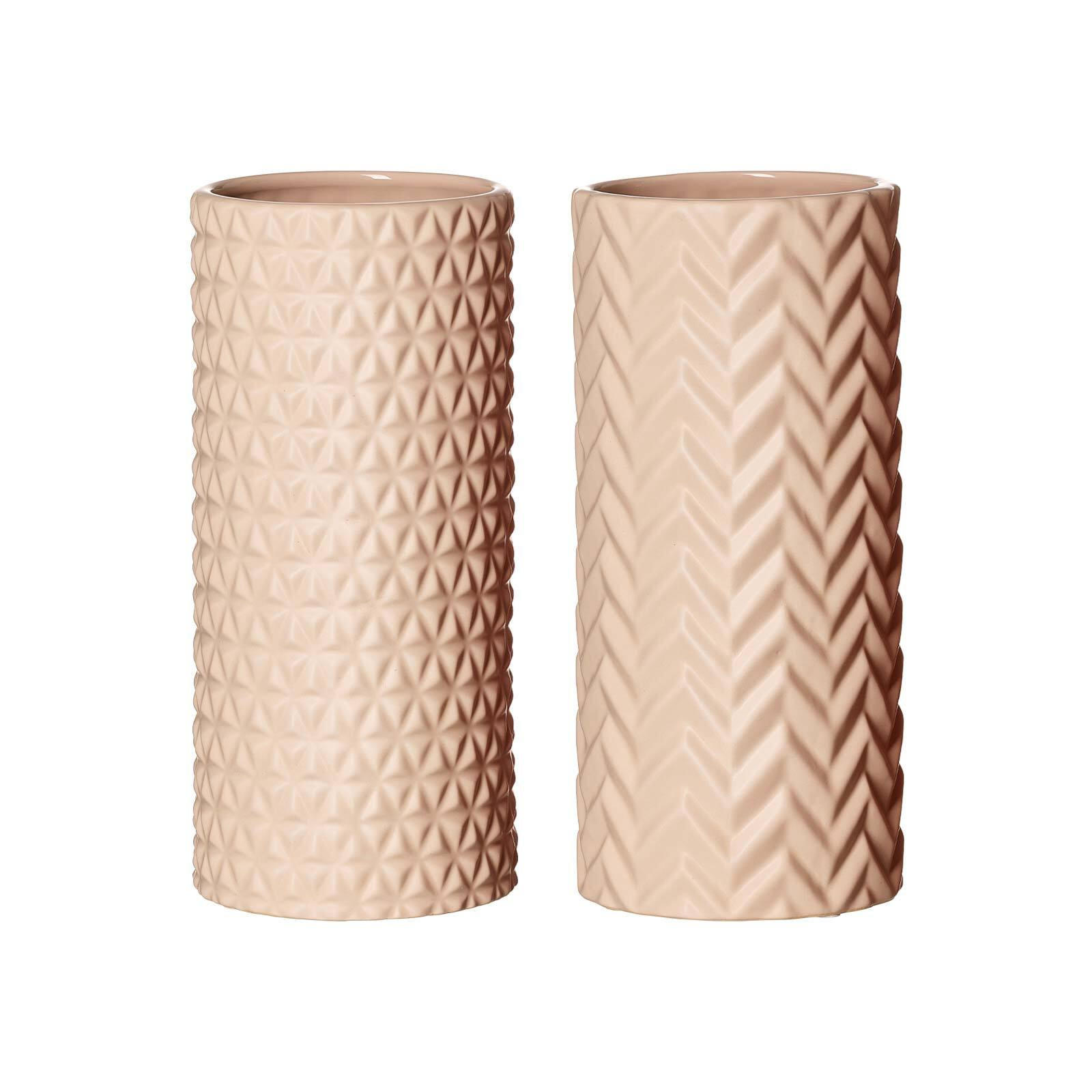 VASEN Raute & Zick Zack Creme 25 cm 2er Set - Creme, Keramik (25cm) - Ritzenhoff Breker
