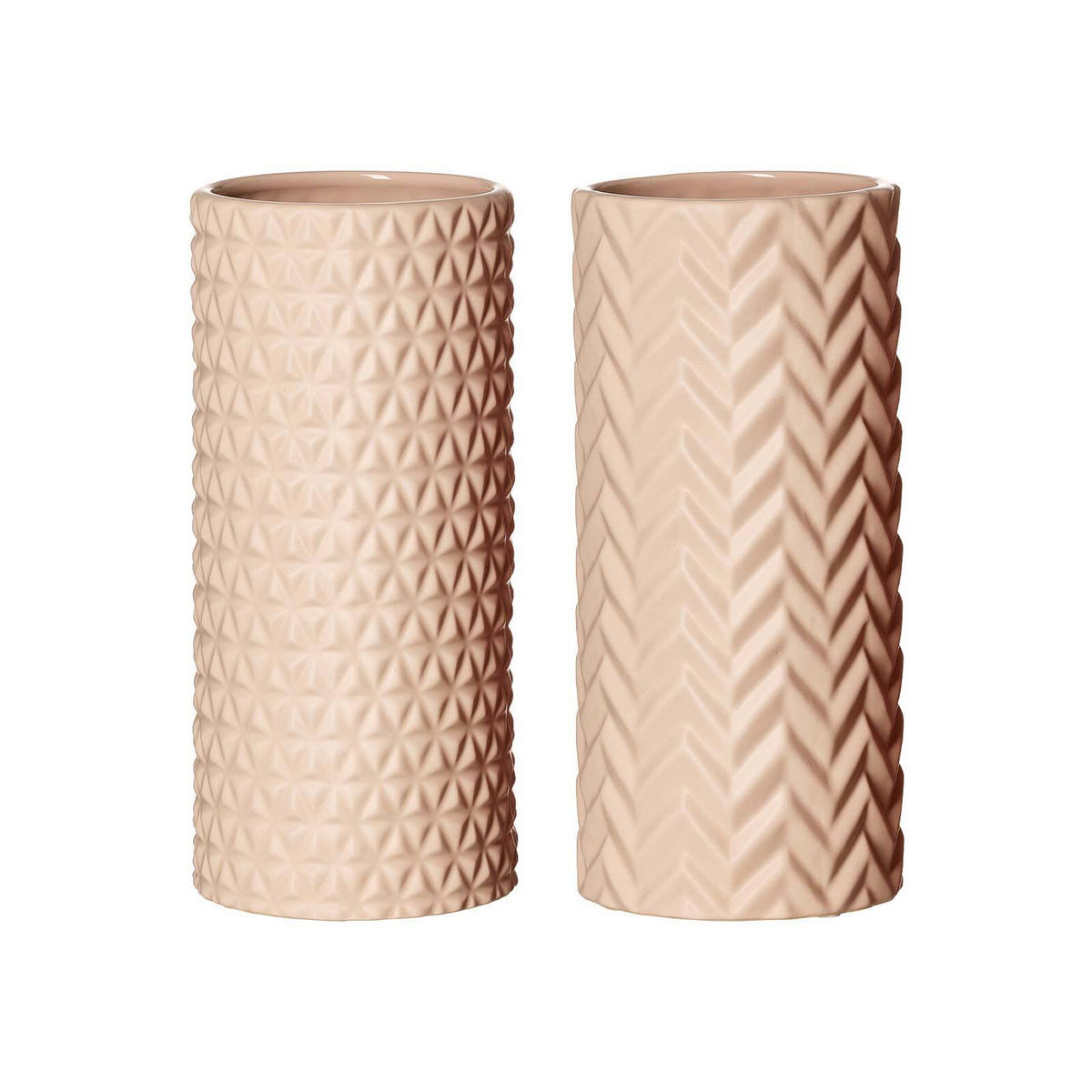 VASEN Raute & Zick Zack Creme 25 cm 2er Set - Creme, Keramik (25cm) - Ritzenhoff Breker