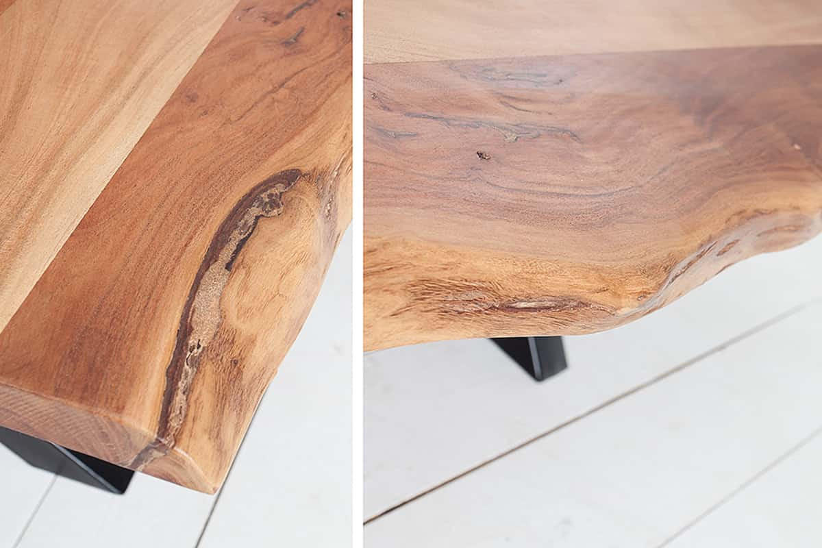 COUCHTISCH AMAZONAS Akazie rechteckig Natur|Schwarz 105cm - Silberfarben/Schwarz, Holz/Metall (52/105/40cm) - riess-ambiente