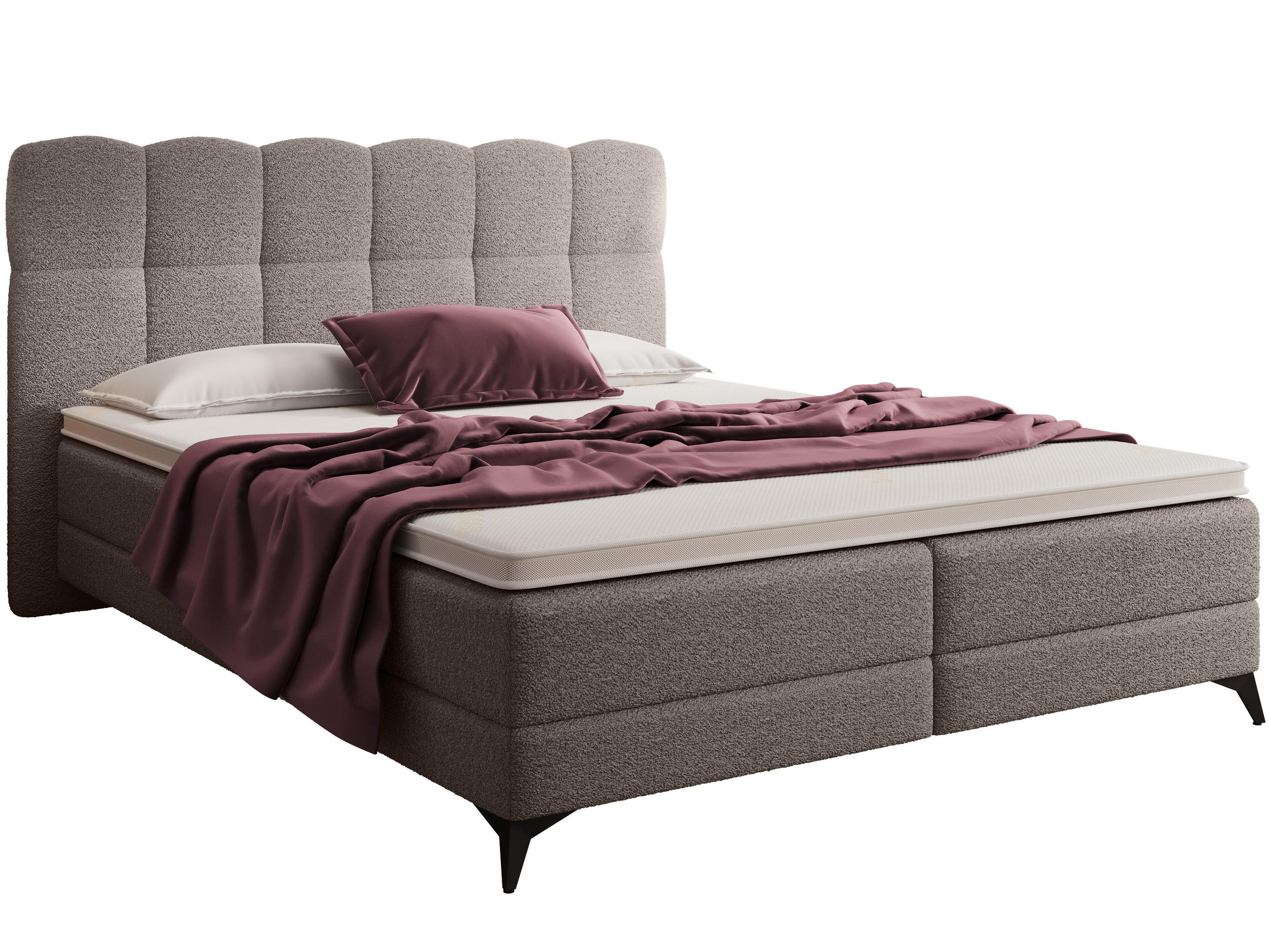 BOXBETT Madison 6 Braun 160/200 H3/H4 Boucle - Schwarz/Braun, Textil/Metall (160/200cm) - wonello