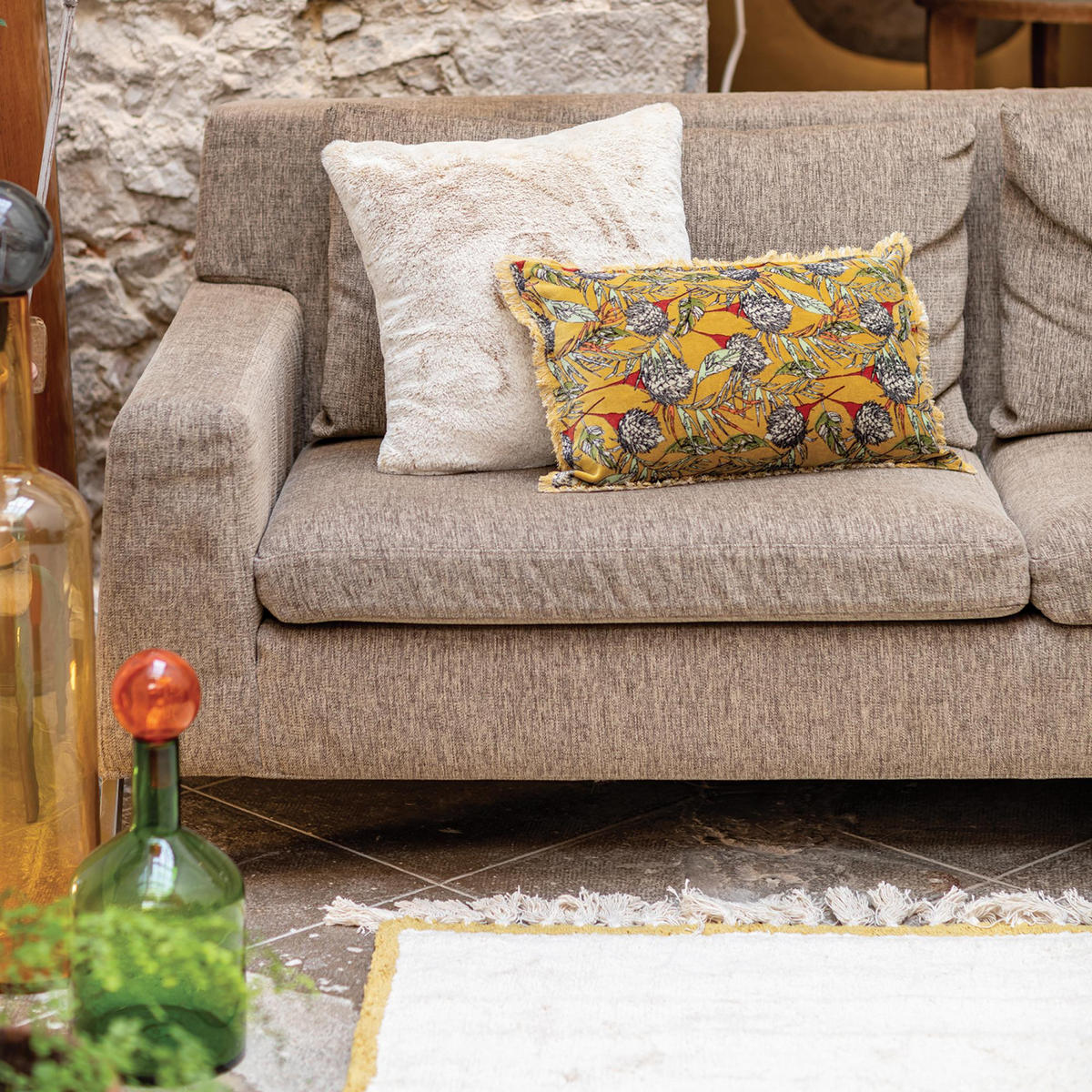 KISSEN Kinta mirabelle 45 x 45 cm - Beige, Textil (45/45cm) - Vivaraise