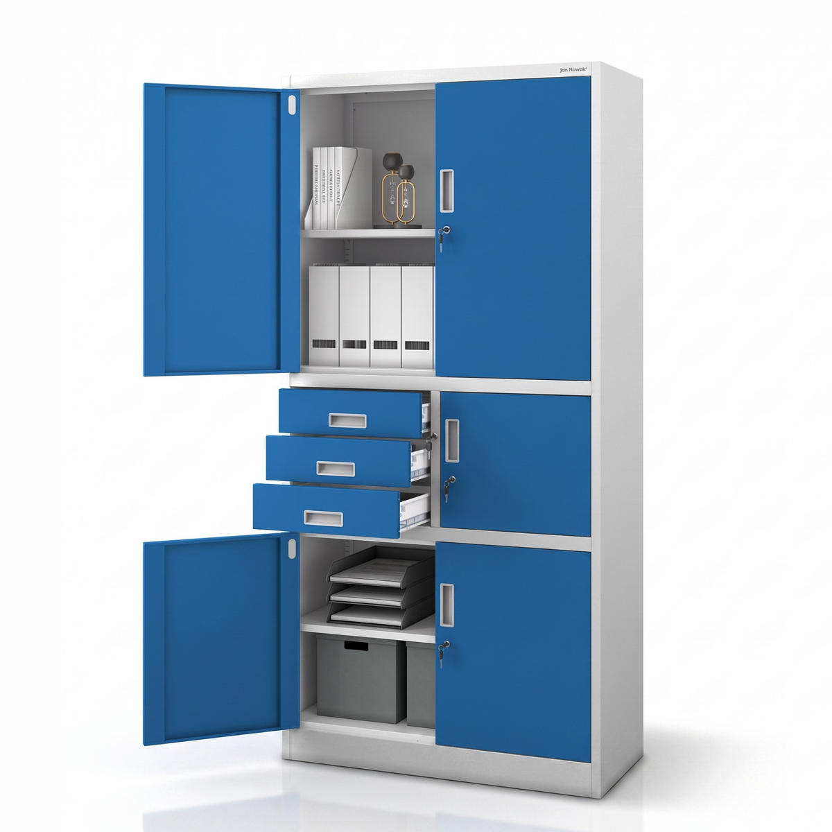AKTENSCHRANK FILIP II 185x90x40 cm - Blaugrau, Metall (90/185/40cm) - Jan Nowak