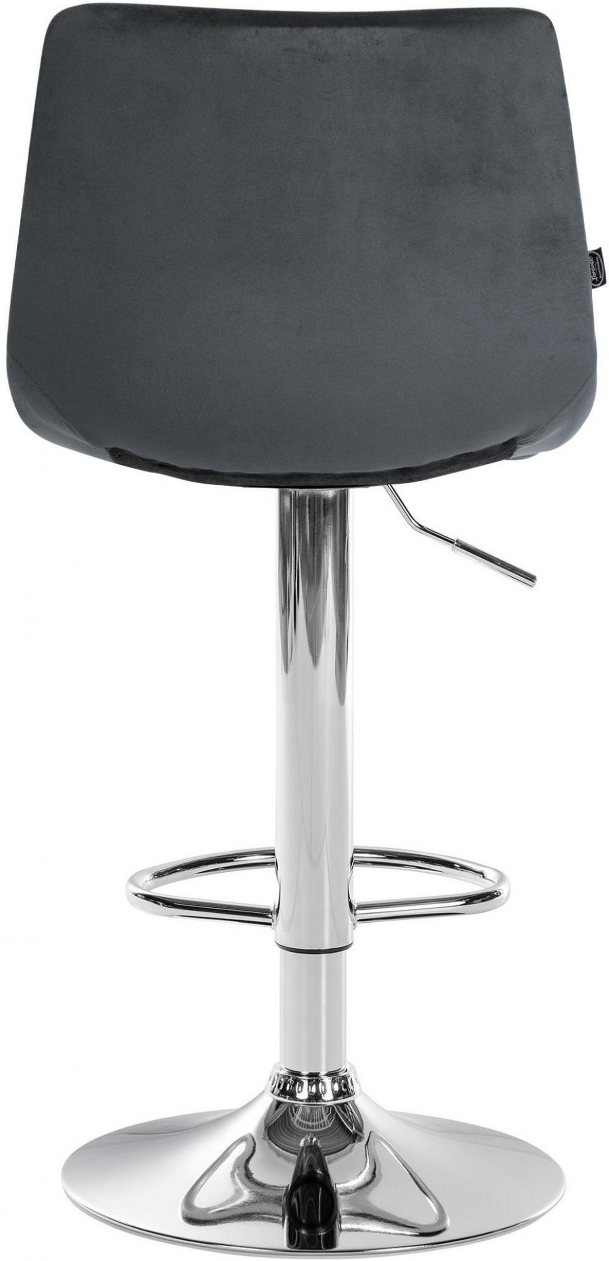 BARHOCKER Samt dunkelgrau - Chromfarben/Dunkelgrau, Textil/Metall (43/87/46.5cm) - CLP