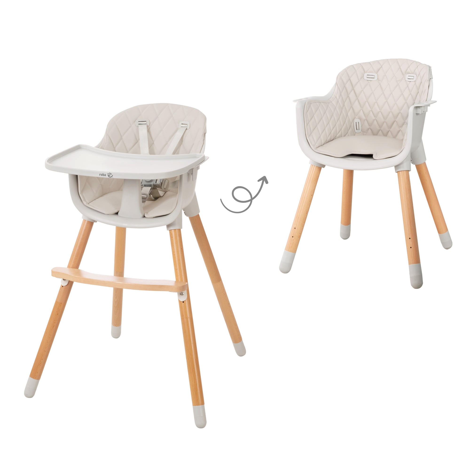 KINDERHOCHSTUHL Style Up Wood Grau - Grau, Holzwerkstoff/Textil (57/83.5/57cm) - Roba