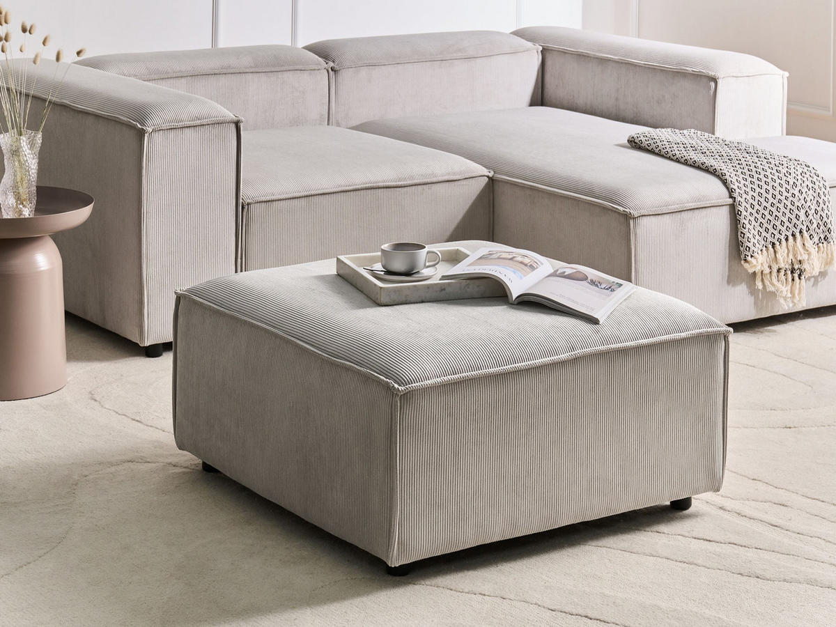 OTTOMANE Cord Taupe Ardal - Taupe, Textil (86/45/86cm) - Beliani