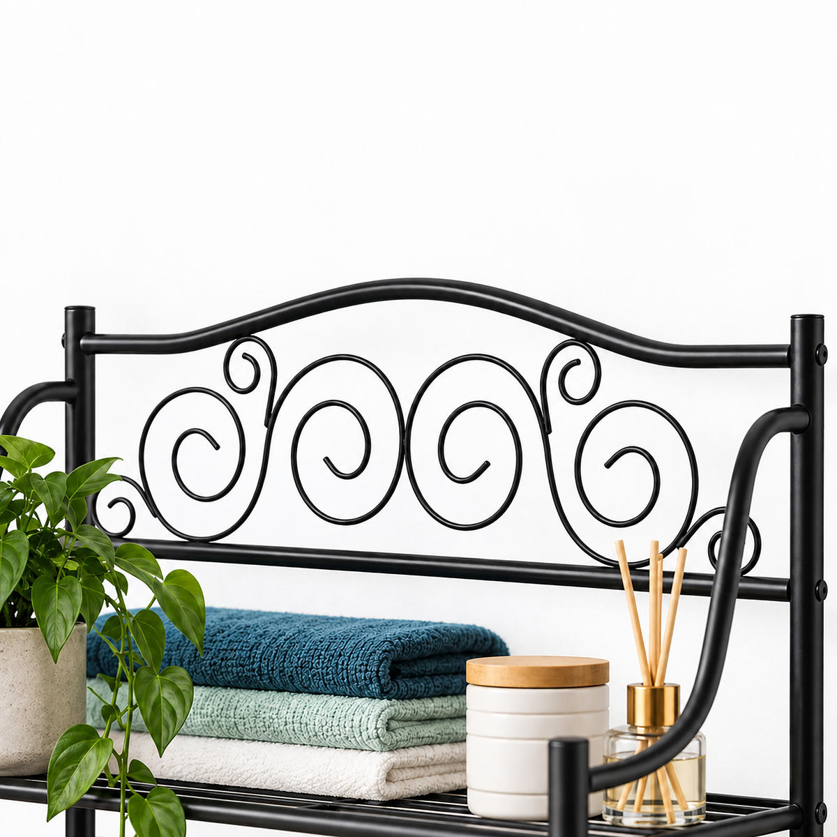 WASCHMASCHINENREGAL Schwarz Metall 3 Ablagen - Schwarz, Metall (60/163/23cm) - Relaxdays