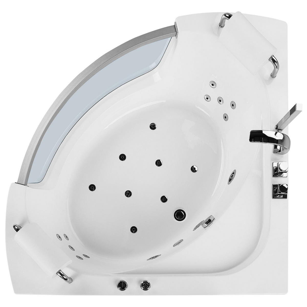 WHIRLPOOL-BADEWANNE mit LED 150x201x57 cm weiß Mangle - Weiß, Kunststoff (150/57/201cm) - Beliani