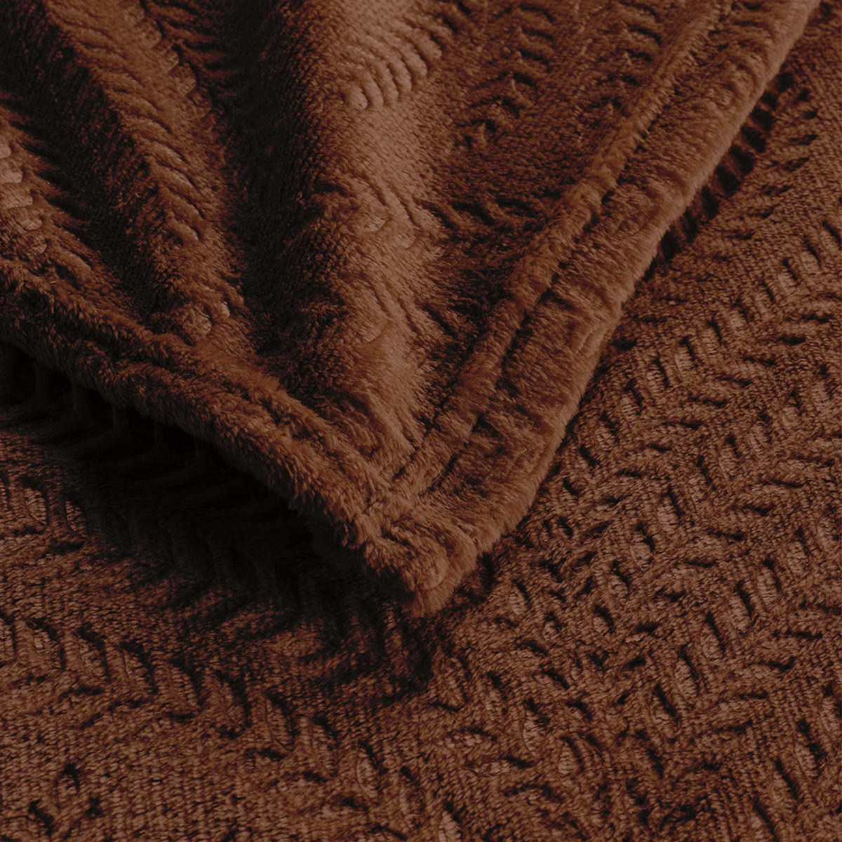 FLANELL-KUSCHELDECKE mit Prägung Nelia 125/150 cm - Braun, Textil (150/125cm) - Douceur d´intérieur