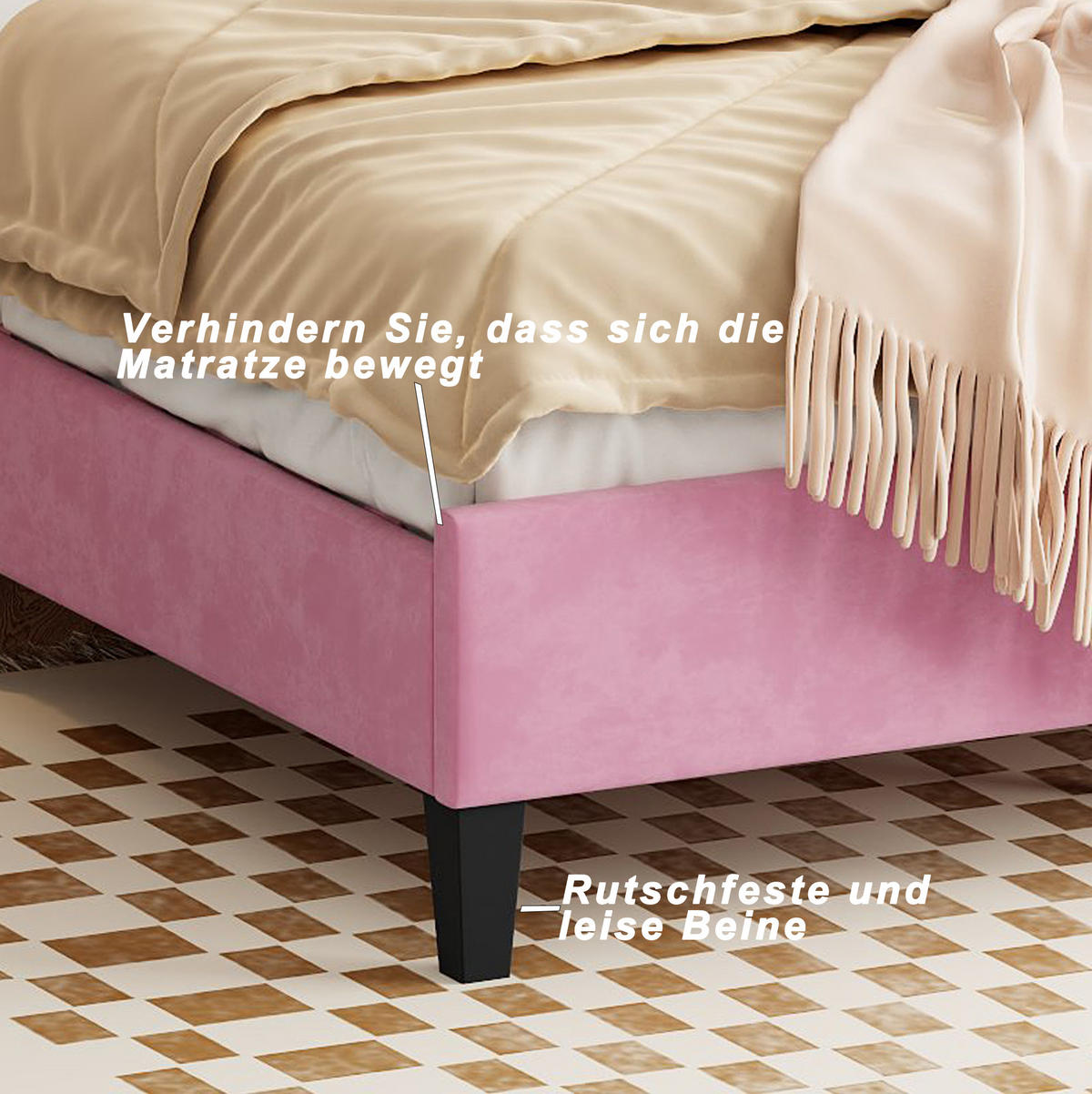 POLSTERBETT 90/200 cm aus Samt mit Kopfteil in Blumenform und Lattenrost Beige - Beige, Textil (90/200cm) - Modenvie