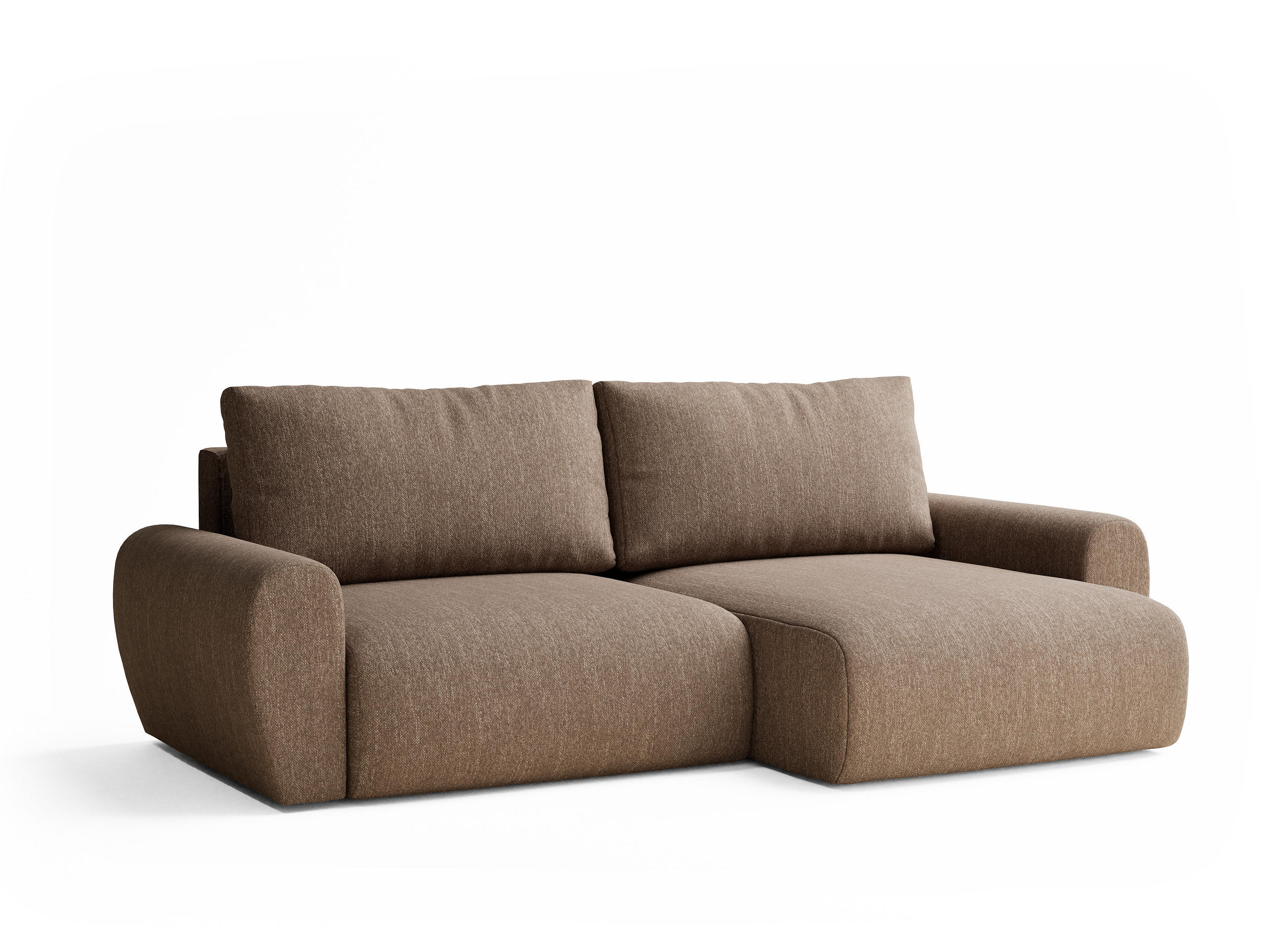 ECKSOFA MIT SCHLAFFUNKTION Numba Braun Webstoff - Schwarz/Braun, Holz/Holzwerkstoff (253/153cm) - Maison de Reve