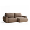 ECKSOFA MIT SCHLAFFUNKTION Numba Braun Webstoff - Schwarz/Braun, Holz/Holzwerkstoff (253/153cm) - Maison de Reve