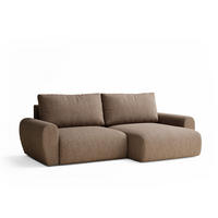 ECKSOFA MIT SCHLAFFUNKTION Numba Braun Webstoff - Schwarz/Braun, Holz/Holzwerkstoff (253/153cm) - Maison de Reve