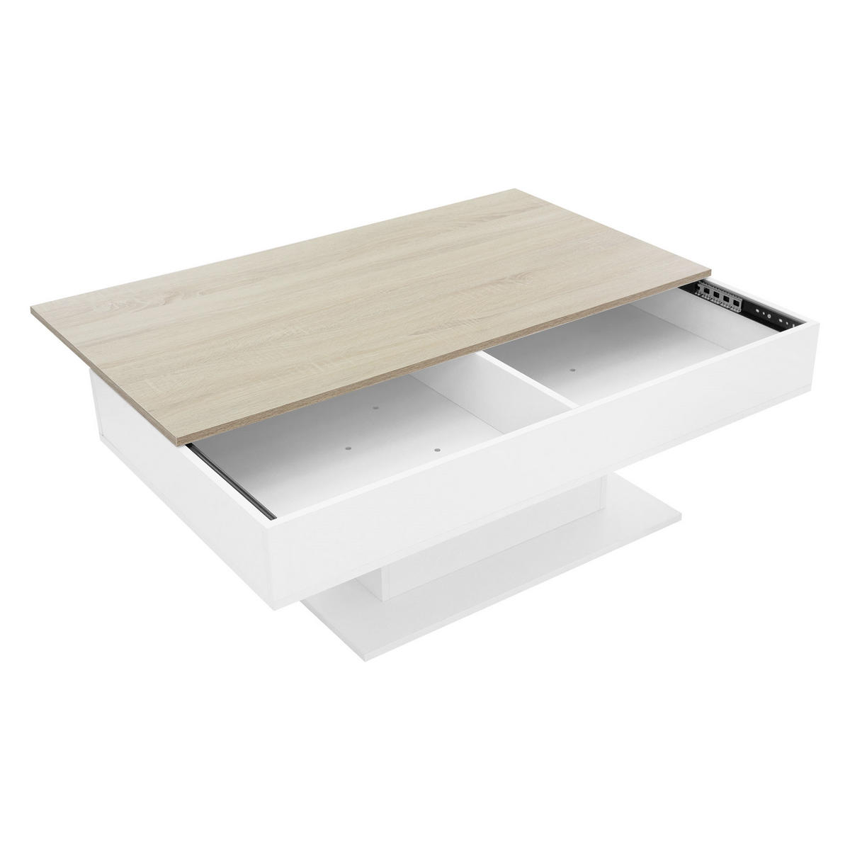 COUCHTISCH rechteckig Weiß-Eiche 110/60/40 cm - Braun, Holzwerkstoff (60/40/110cm) - ML-DESIGN