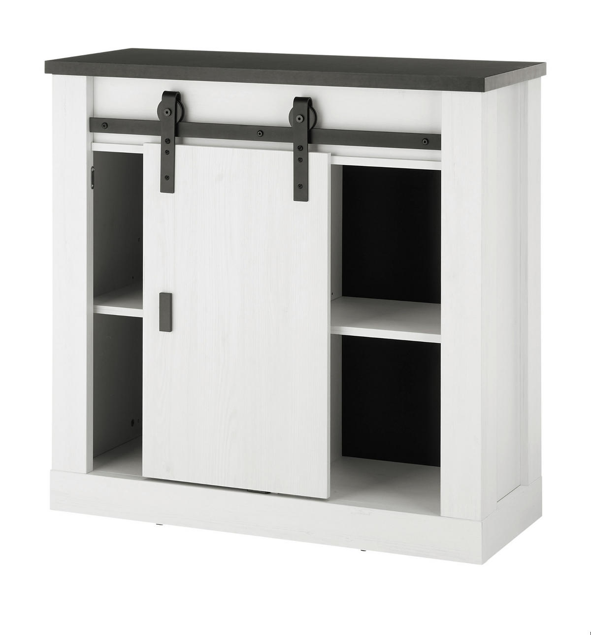 AKTENSCHRANK weiß Pinie, anthrazit Landhaus, Büro Kommode 93 x 91 cm - Anthrazit/Weiß, Holzwerkstoff/Metall (165/76/60cm) - Furn.Design