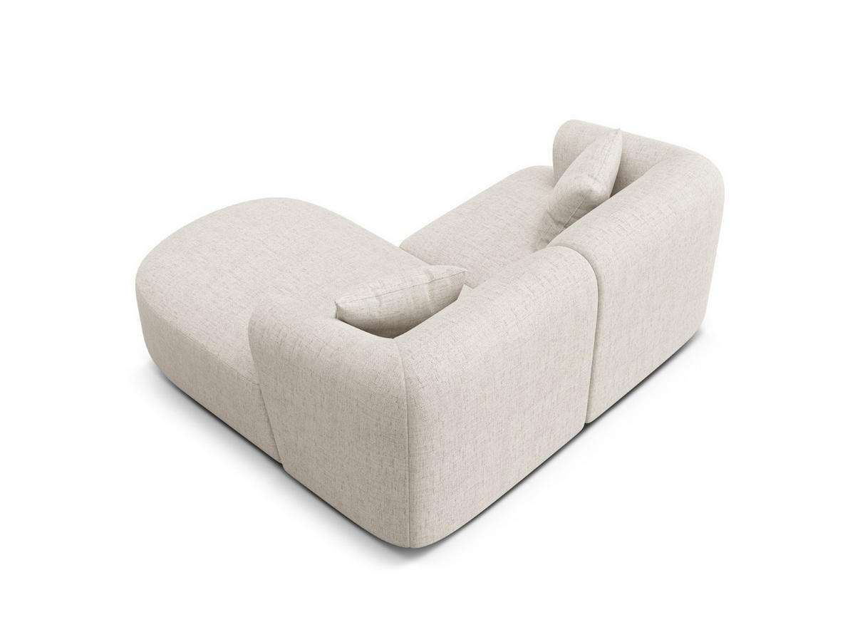 MODULARES-ECKSOFA rechts Campi aus strukturiertem Stoff leichtes beige 3 Sitzplätze - Creme, Textil (156/180cm) - Cosmopolitan Design
