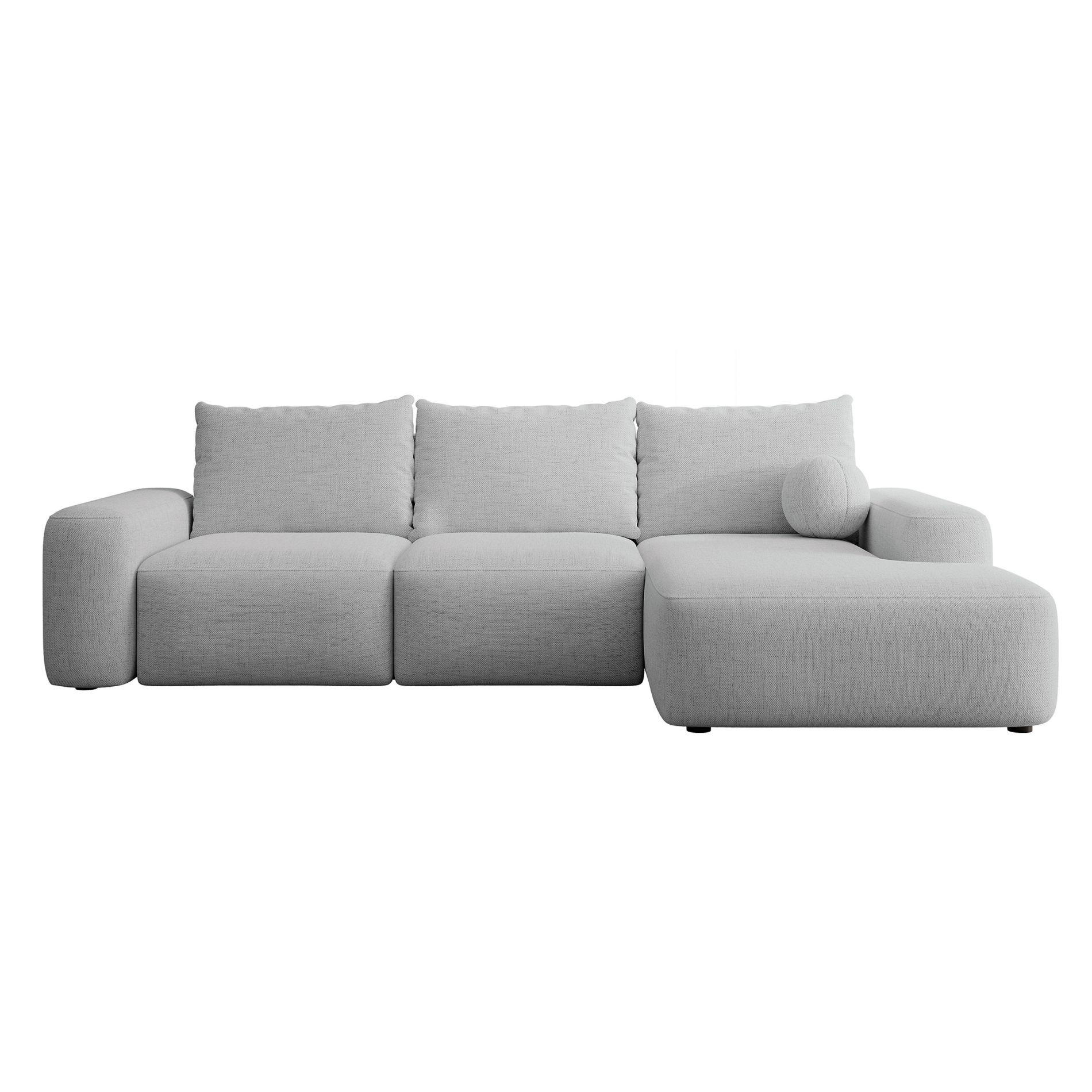 ECKSOFA Carnos mit Ballkissen, Grau Chenille, rechtsseitig - Schwarz/Grau, Kunststoff/Textil (264/162cm) - Selsey
