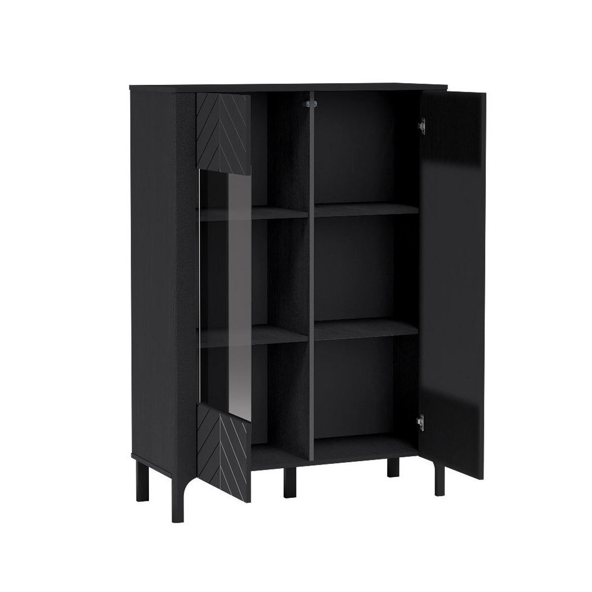 VITRINE Lumi Schwarz, zweitürig - Schwarz, Holzwerkstoff (103/145/41cm) - Bettso