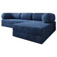 ECKSOFA ETERA modulares Boneless Sofa mit Schlaffunktion Blau Cordstoff - Blau, Textil (270/160cm) - MASSENO