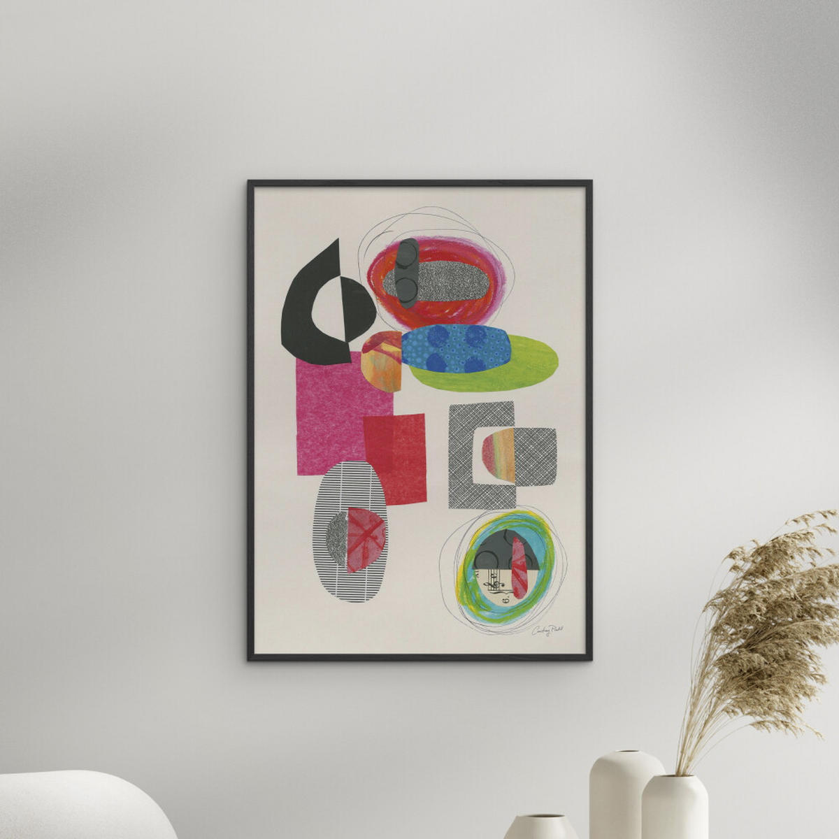 POSTER mit Rahmen Wild Apple - Copy of Geometric Collage - Multicolor/Schwarz, Holz/Papier (70/100cm) - Poster&Frame