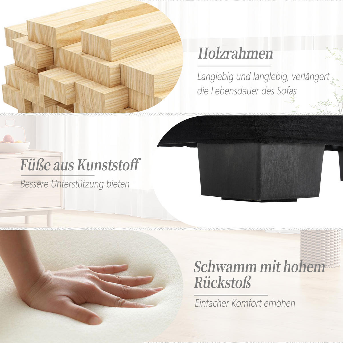 2-SITZER Sofa Samt mit ultratiefem Sitz 224/81/81 cm Schwarz - Schwarz, Textil (81/224/81cm) - Redom