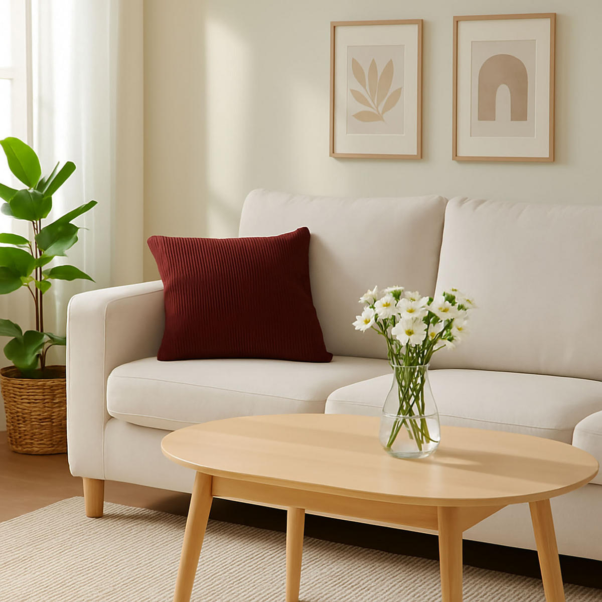 DEKOKISSEN Kordsamt 40/40 cm - Weinrot, Textil (40/40cm) - Home Styling Collection