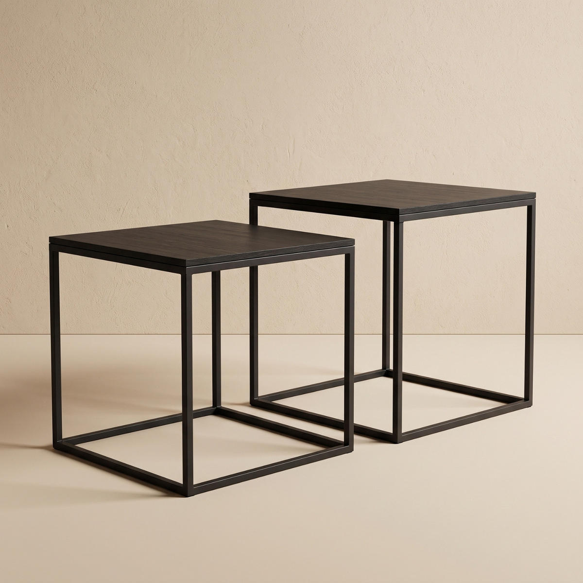 COUCHTISCH 2er-Set quadratisch Schwarz - Schwarz, Metall (50/50/50.5cm) - SCENA LIVING