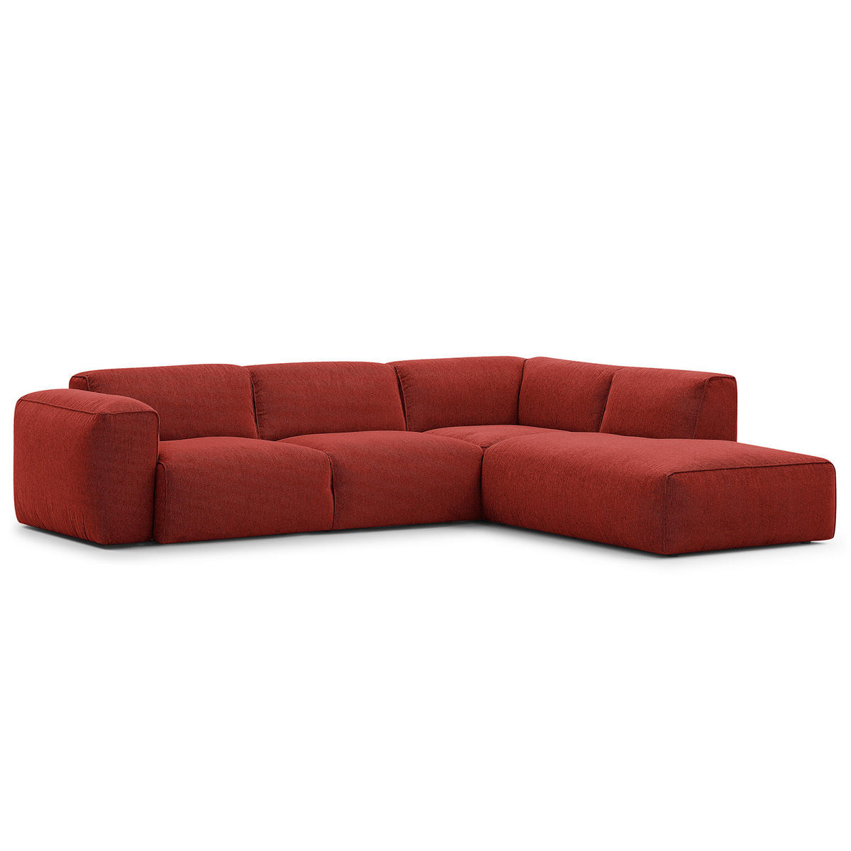 3-SITZER ECKSOFA mit Recamiere - Rot/Schwarz, Kunststoff/Textil (295/231cm) - home24