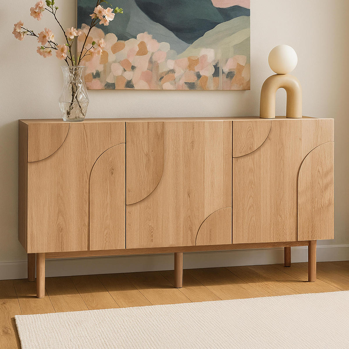 SIDEBOARD, Holz - Hellbraun, Holz (40/75/160cm) - Oviala
