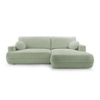 ECKCOUCH L Form Peoni Salbeigrün 267/168/87 cm mit Schlaffunktion R - Pastellgrün/Schwarz, Kunststoff/Textil (267/168cm) - AX Living