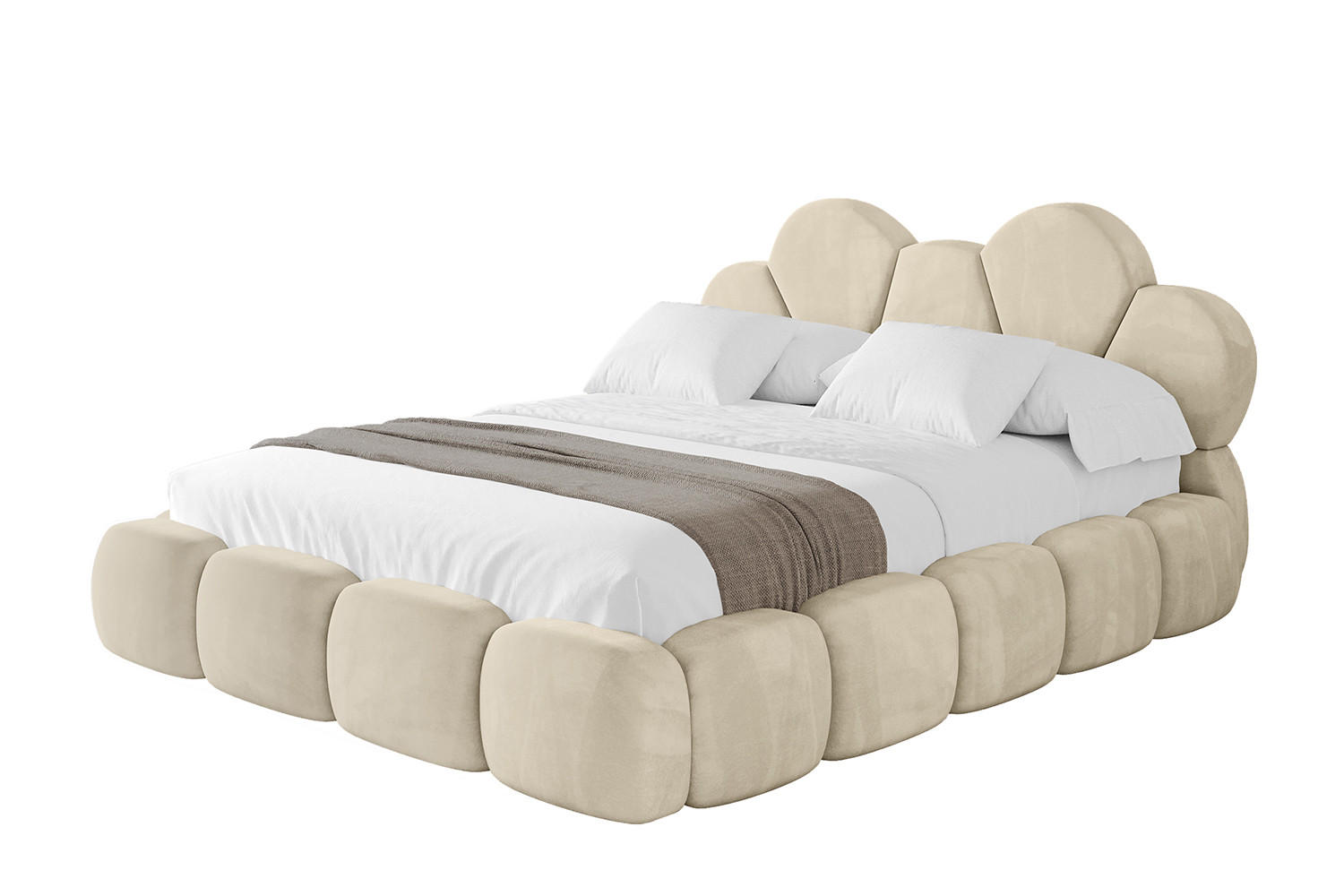 POLSTERBETT mit Bettkasten und Lattenrost, Boxbett ohne Matratze - LANA 180x200 Beige - Ecru, Holzwerkstoff/Textil (180/200cm) - ALTDECOR
