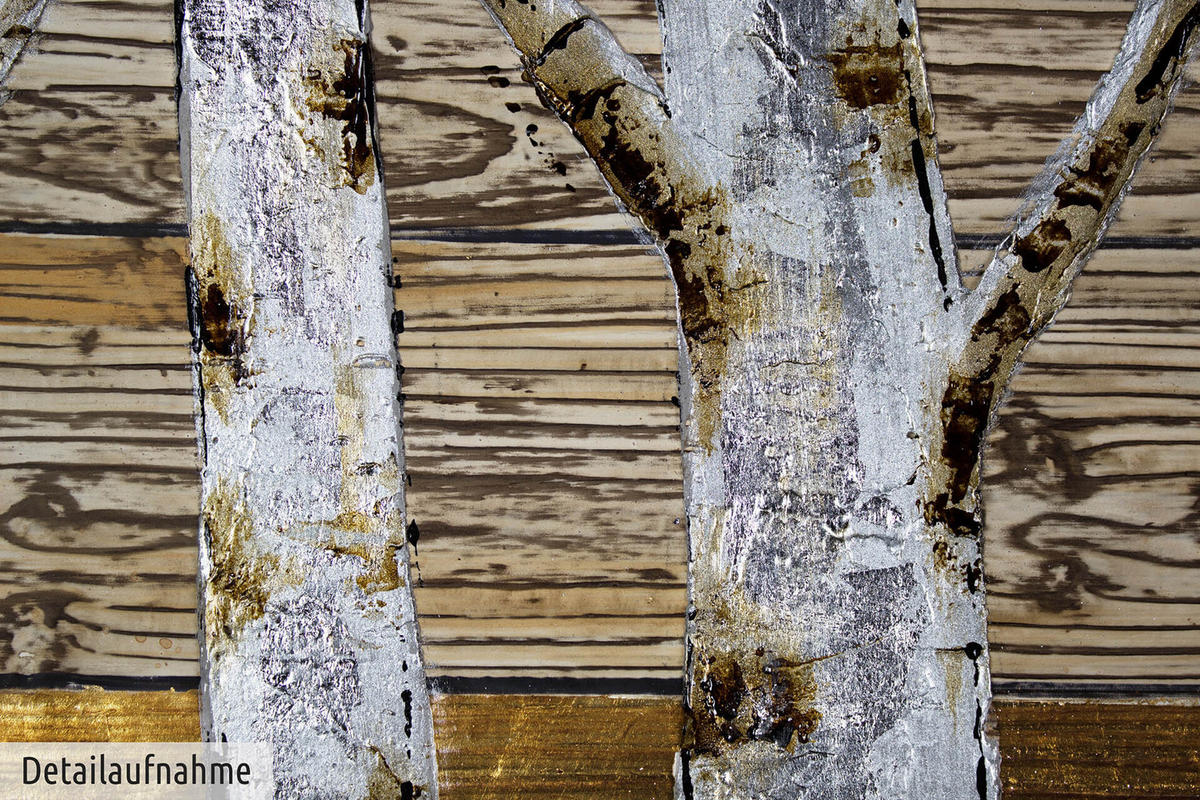 ACRYLBILD HANDGEMALT 80/80 cm - Beige/Goldfarben, Holz/Textil (80/80cm) - KUNSTLOFT