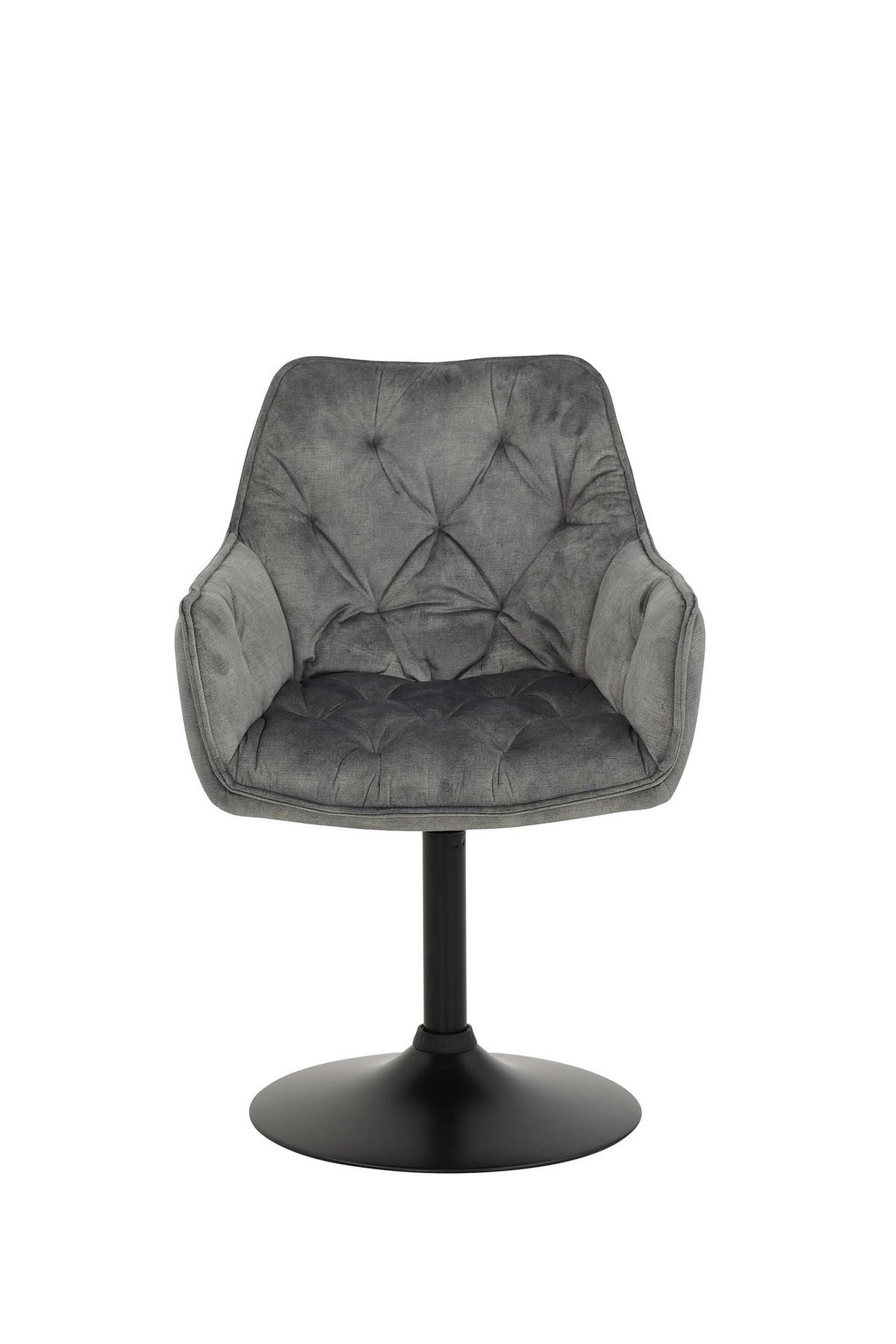 ARMLEHNSTUHL Birte - Samtvelour Vintage Grau - Schwarz/Grau, Textil/Metall (49/83/62cm) - Hela Vertriebs GmbH